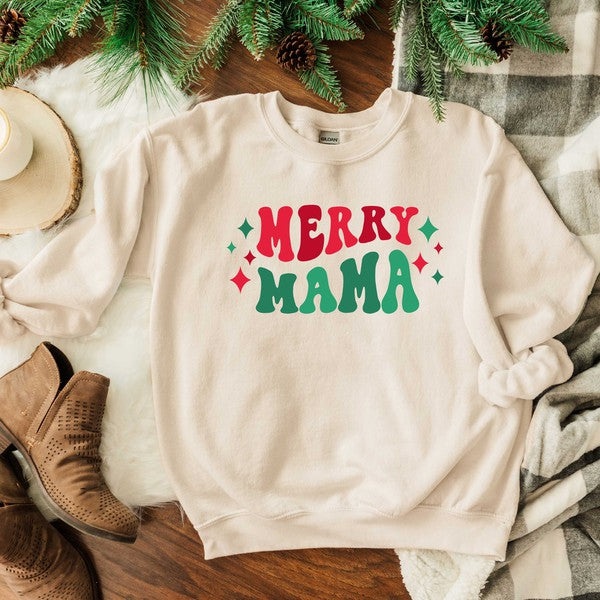 Merry Mama Stars Graphic Sweatshirt - Luxxfashions