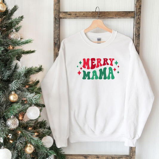 Merry Mama Stars Graphic Sweatshirt - Luxxfashions