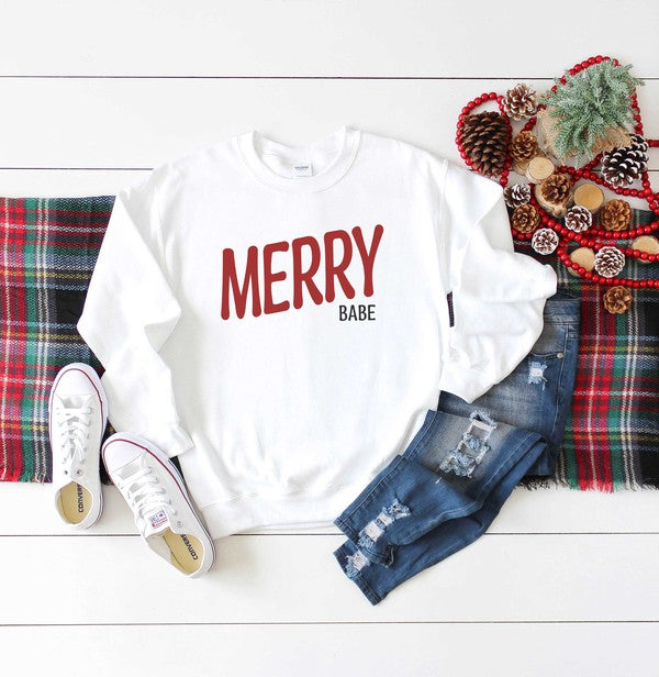 Merry Babe Red Graphic Sweatshirt - Luxxfashions