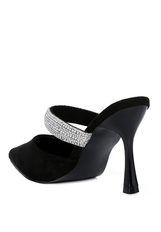 Diamante Heeled Mules with Fauci Strap