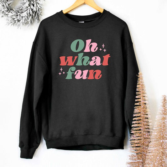 Retro Oh What Fun Graphic Sweatshirt - Luxxfashions