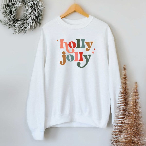 Holly Jolly Stars Graphic Sweatshirt - Luxxfashions