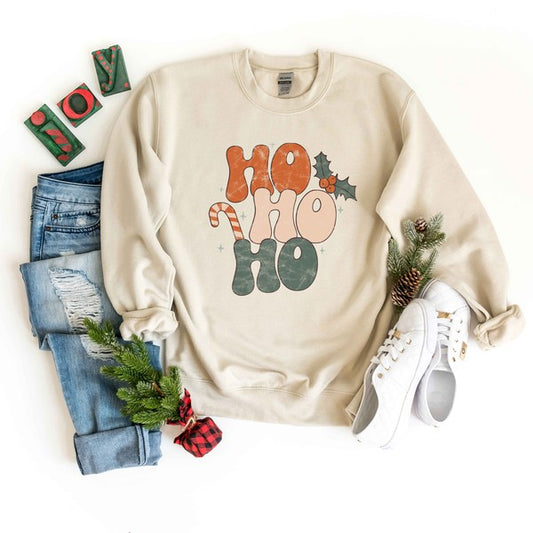 Retro Ho Ho Ho Graphic Sweatshirt - Luxxfashions