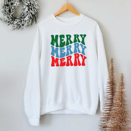 Merry Stacked Colorful Graphic Sweatshirt - Luxxfashions