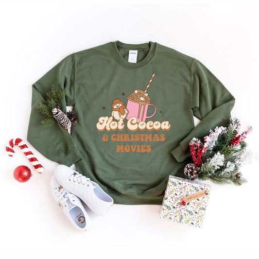 Hot Cocoa And Christmas Movies Graphic Sweatshirt - Luxxfashions