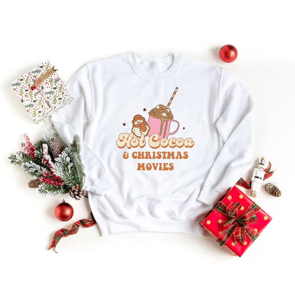 Hot Cocoa And Christmas Movies Graphic Sweatshirt - Luxxfashions