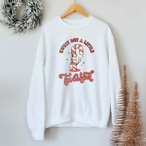 A Little Twisted Candy Cane Graphic Sweatshirt - Luxxfashions