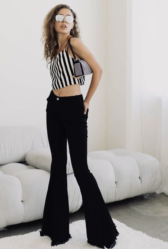 Black High Rise Flare Jeans