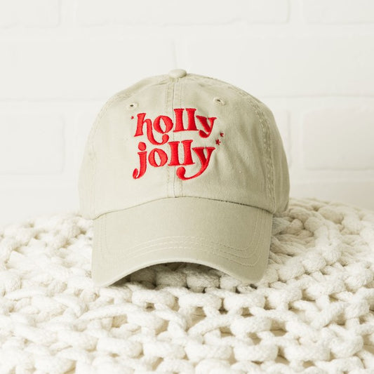 Embroidered Whimsical Holly Jolly Stars Canvas Hat - Luxxfashions