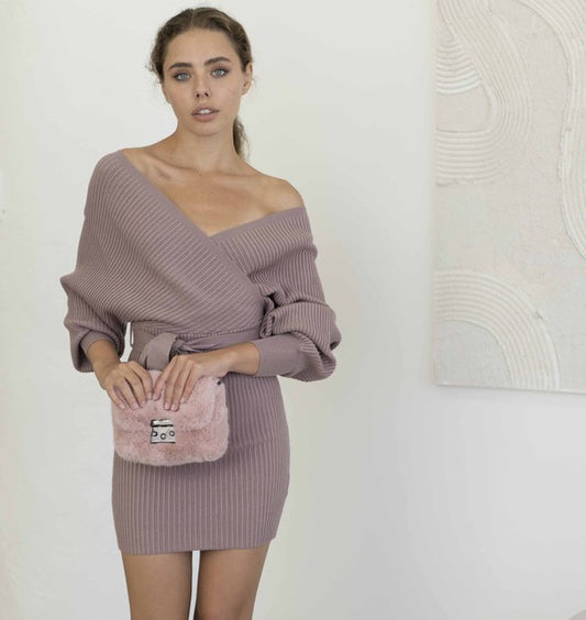 Purple Wrap Knit dress