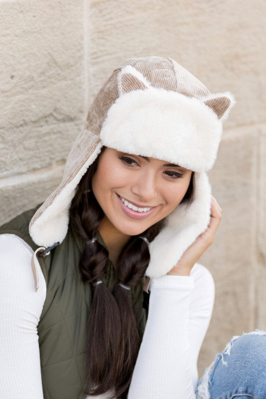 Kitten Ear Trapper Hat - Luxxfashions