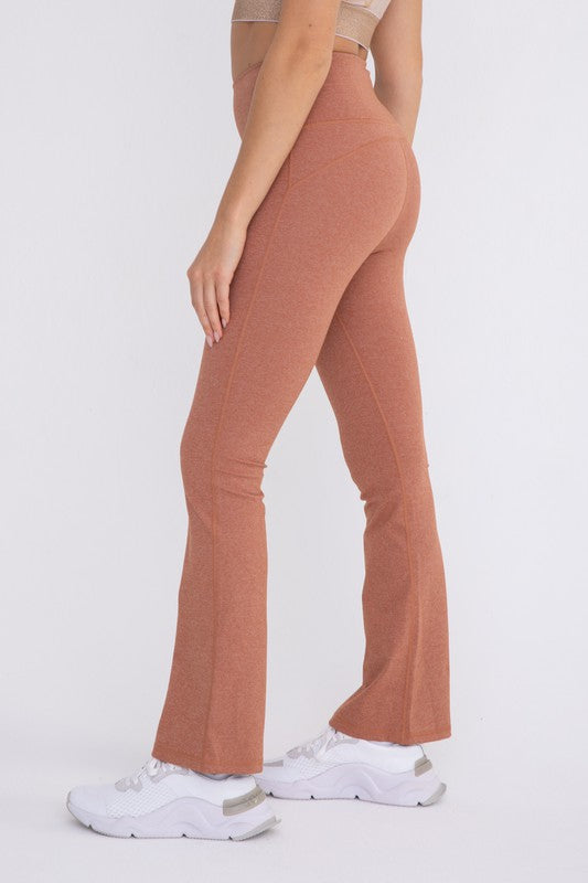 Flare Swoop Back High-Waisted Leggings - Luxxfashions