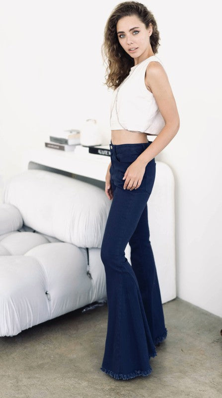Blue High Rise Flare Jeans