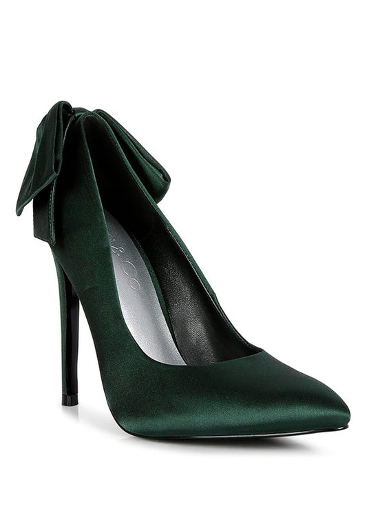 HORNET Green Satin Stiletto Pump Sandals - Luxxfashions