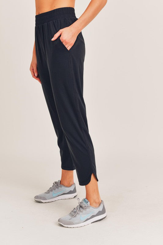 Athleisure Joggers with Curved Notch Hem - Luxxfashions