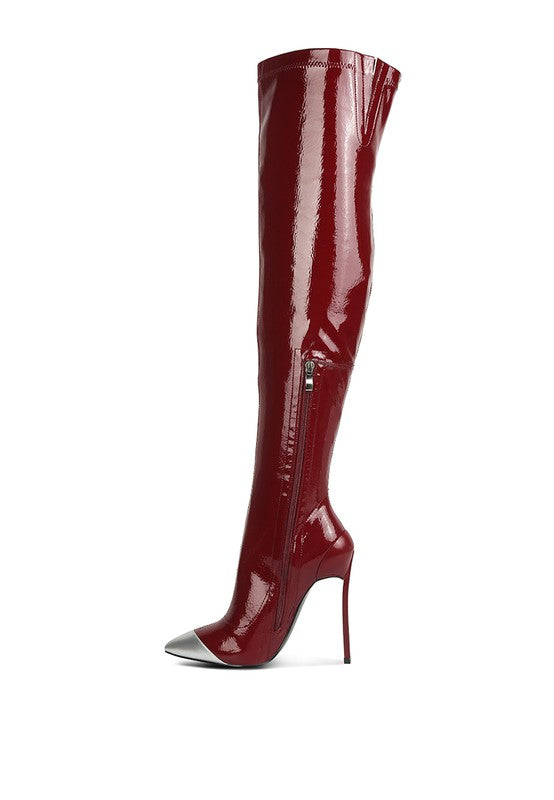 Patent Long Boots - Chimes High Heel
