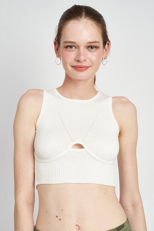 BUSTIER LOOK RIBBED CROP TOP - Luxxfashions