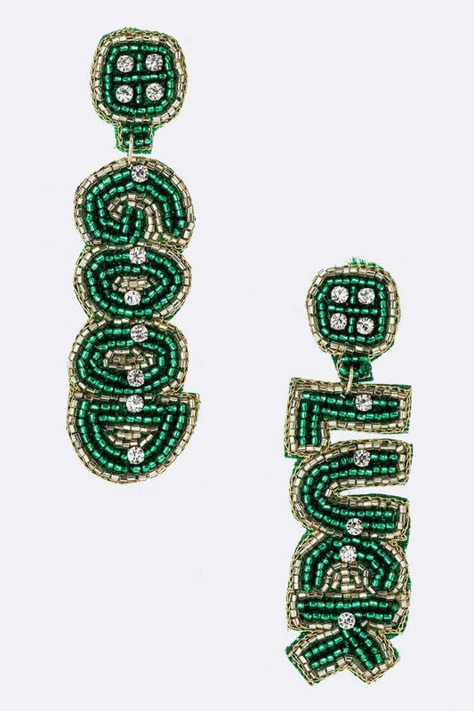 LUCKY Beaded Saint Patricks Day Earrings - Luxxfashions