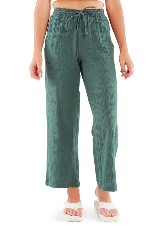 Drawstring Casual Lounge Wide Pants - Luxxfashions