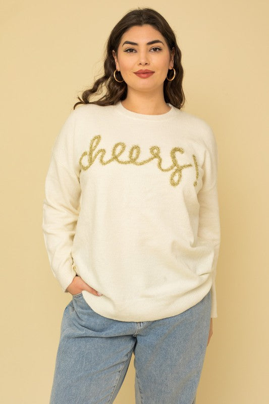 Plus Size Cheers Pullover Sweater - Luxxfashions