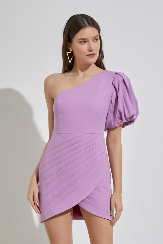 One Shoulder Ruffle Dress - Luxxfashions