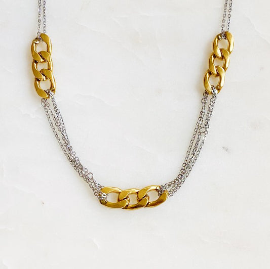 Two Toned Noble Chain Necklace - Luxxfashions