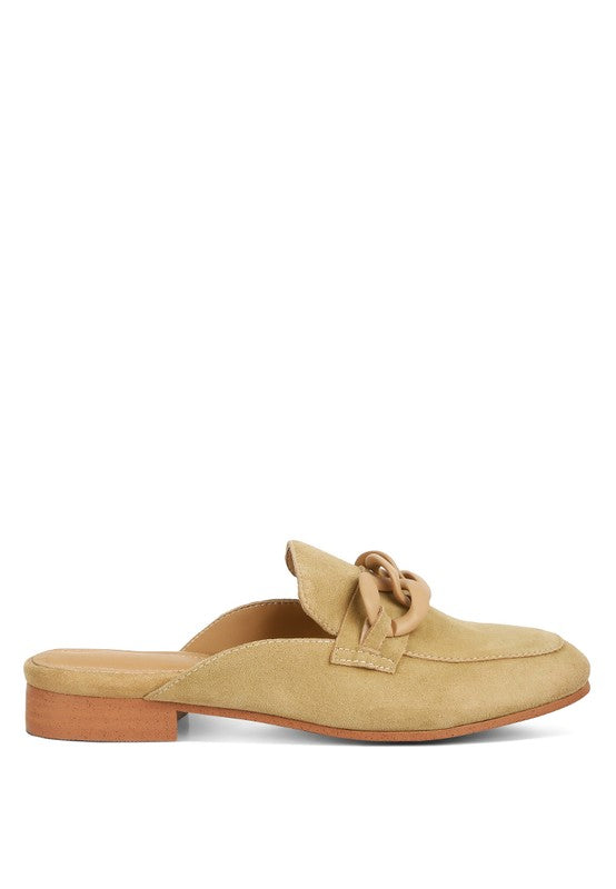 Suede Slip-On Loafers with Chunky Chain - Krizia