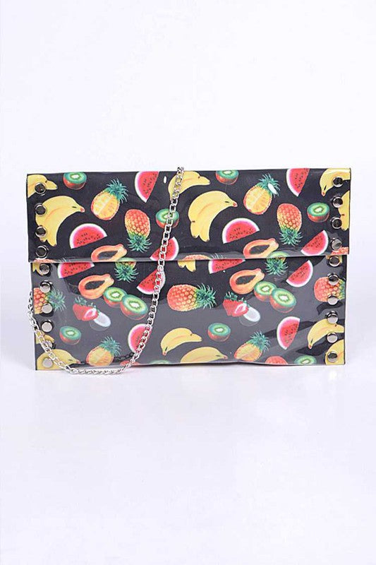 Mix Fruit Print Iconic Envelope Clutch Bag - Luxxfashions