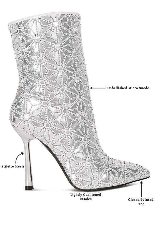 Embellished Ankle Boots - Mirror Detail