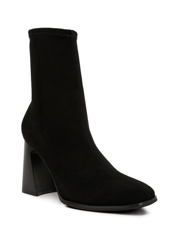 High Ankle Flared Block Heel Boots