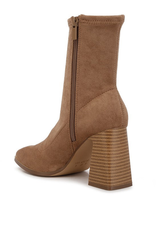 High Ankle Flared Block Heel Boots