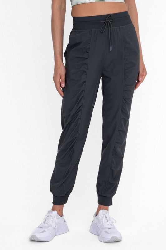 Ruched Front Active Joggers - Luxxfashions