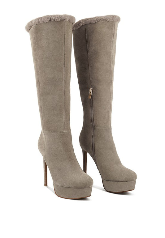 Suede Leather Convertible High Boots