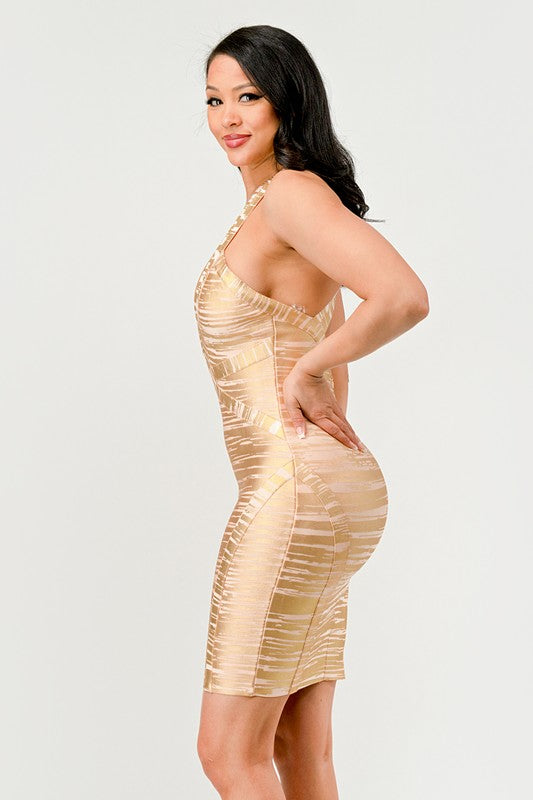 Gold Glamour Bandage  Dress