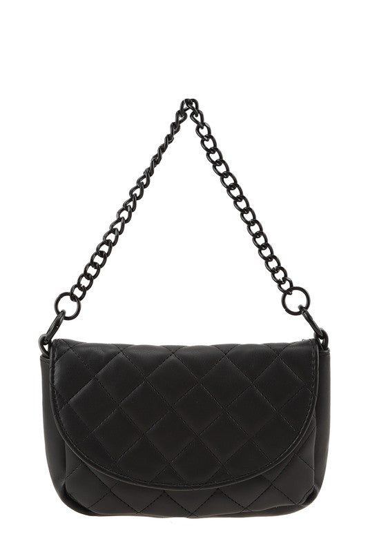 Diamond Quilted Chain Accent Crossbody Bag