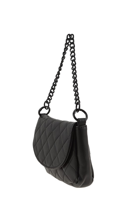 Diamond Quilted Chain Accent Crossbody Bag