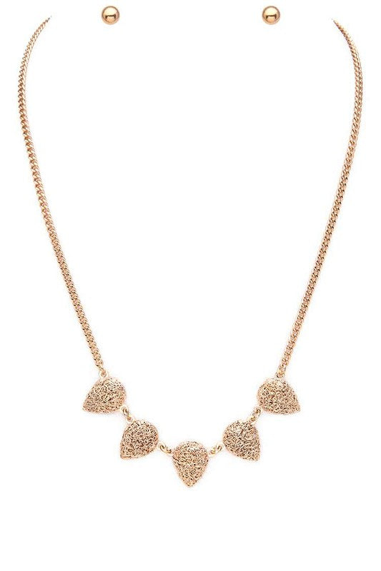 Pear Shape Wire Textured Collar Necklace Set