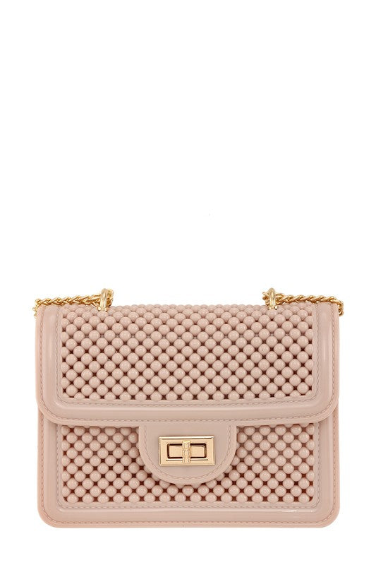Metal Square Buckle Crossbody Chain Jelly Bag