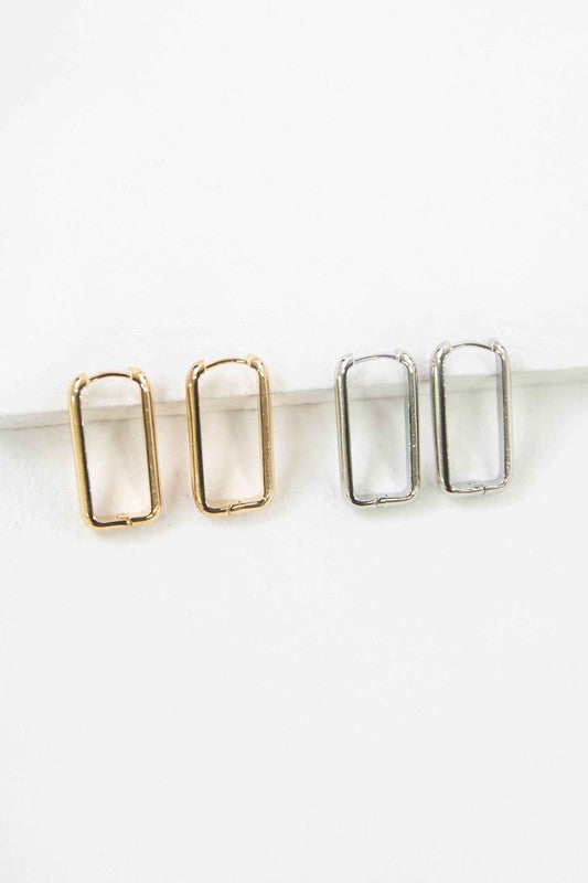 Rounded Rectangle Hoop Earrings