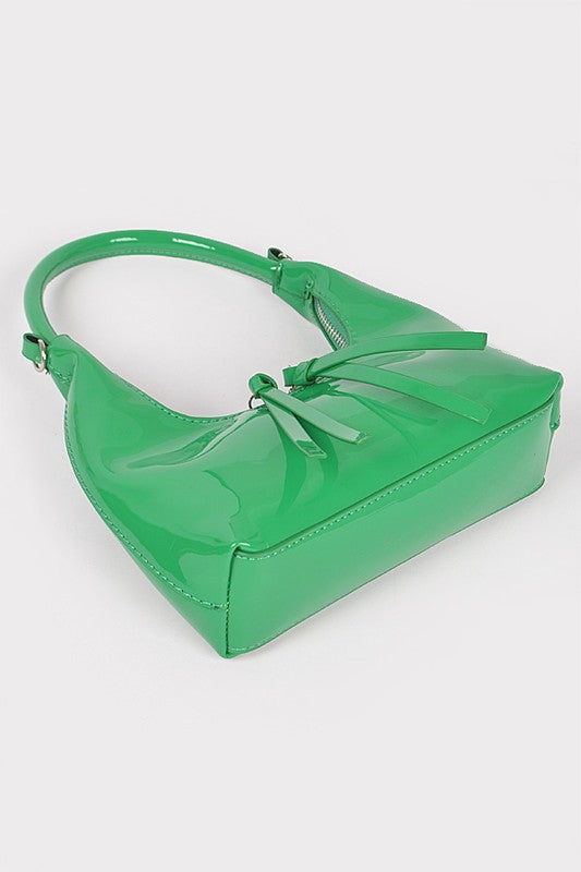 Patent Faux Leather Top Handle Convertible Bag