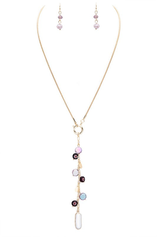 Fringe Beads Long Drop Necklace Set