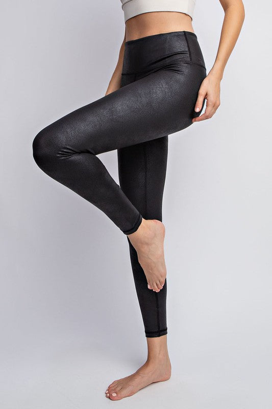 Plus PU Chintz Full-Length Leggings - Luxxfashions