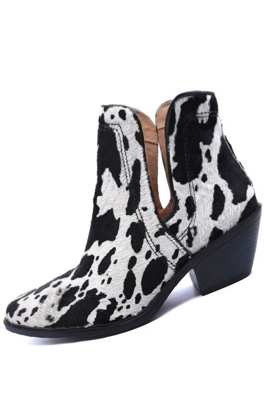Western Animal Hair Cut Out Booties