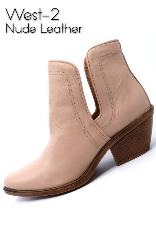 Leather Western Booties - Cut Out Design