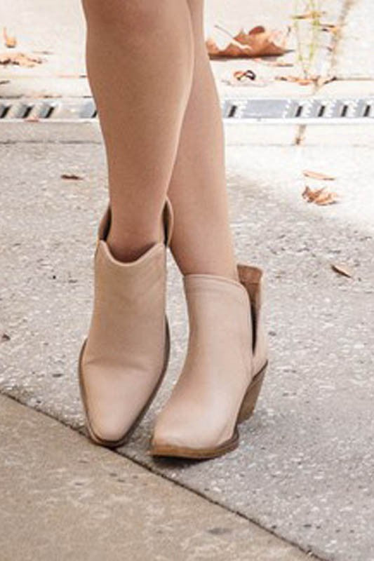Leather Western Booties - Cut Out Design