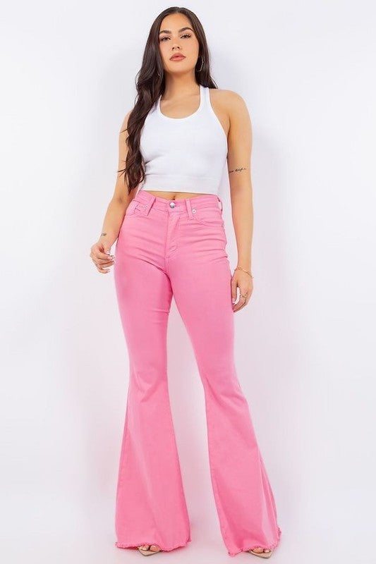 Bell Bottom Jean in Pink Inseam 32