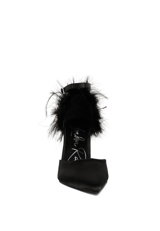 Palmetta Block Heel Sandals with Fur Detail