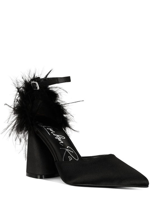 Palmetta Block Heel Sandals with Fur Detail