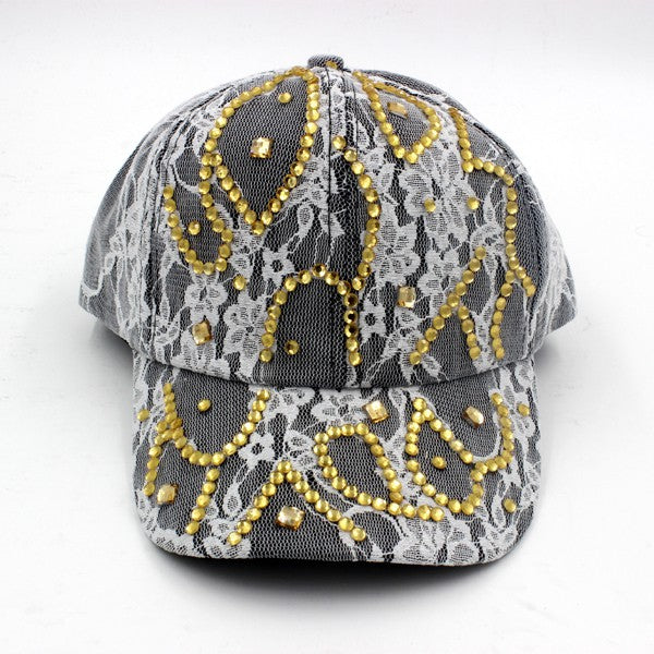 STUDED LACE CAP - Luxxfashions