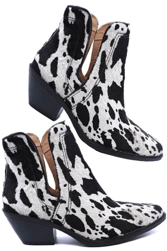 Western Animal Hair Cut Out Booties
